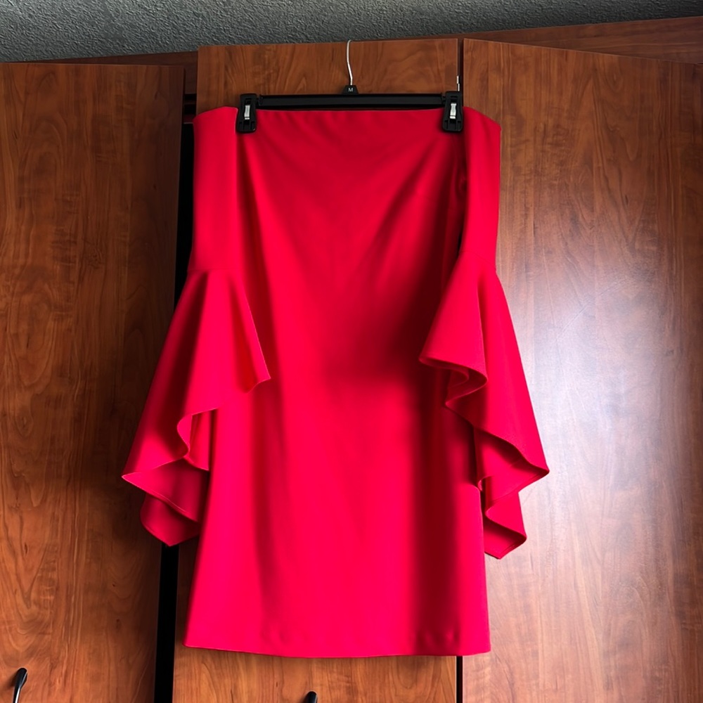 Vince Camuto Red Off the Shoulder Bell Sleeve Dress